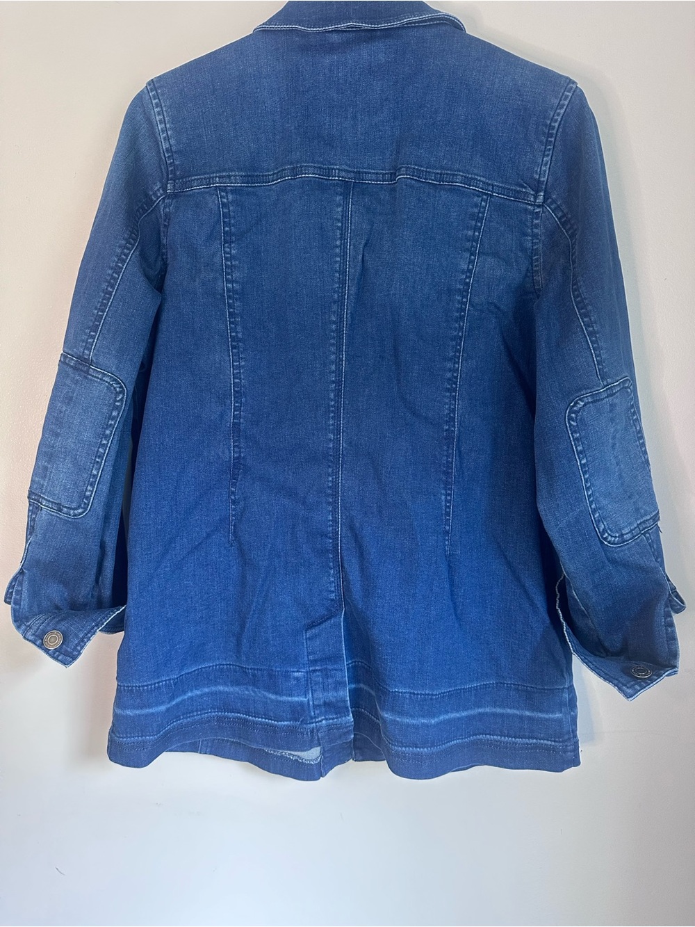 Medium Wash Denim Barncoat with Front and Elbow Patches - Picture 2 of 5